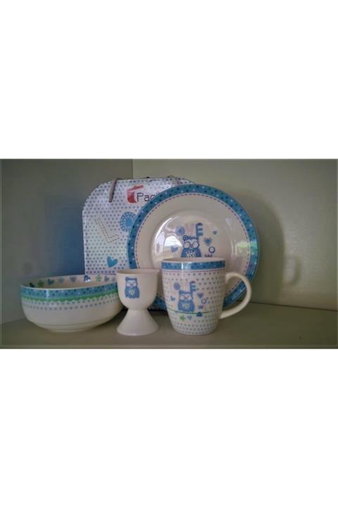 Paçi Mama Seti Porselen Love Baykuş Mavi