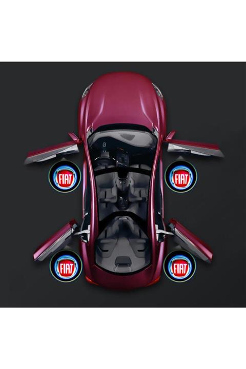 Waxen Fiat Kapı Altı Pilli Led Logo Hd Lens Karanlık Ve Mesafe Sensörlü Led Işıklı Lamba