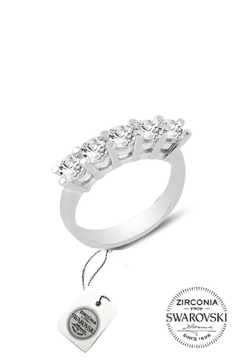 Söğütlü Silver Gümüş Beş Taşlı Yüzük