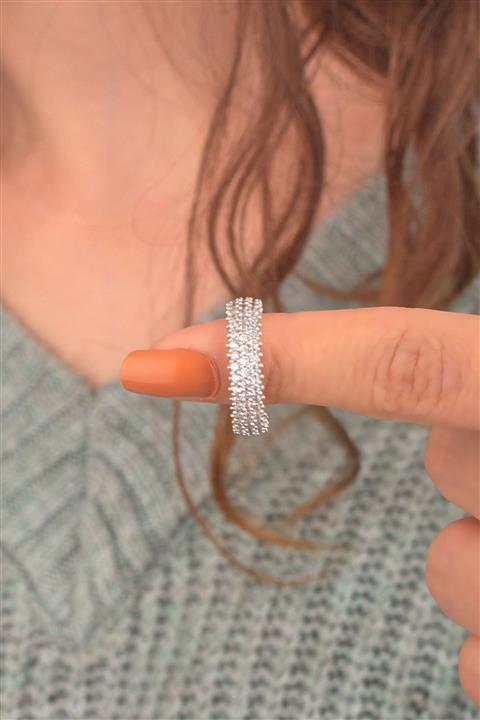 Miavi Silver Gümüş Üç Sıra Tam Tur Yüzük