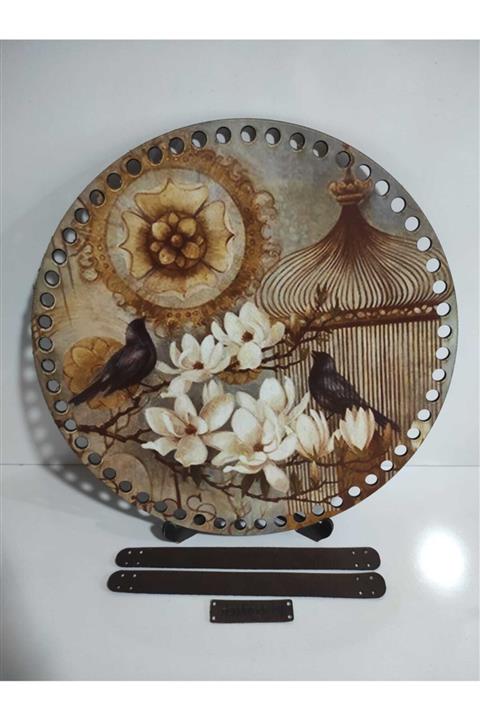 Eva Lazer Toptan Ahşap Dijital Baskılı Tepsi Tabanı, Baskılı Supla Runner Deri Kulp Handmade Etiket 30cm 3mm Mdf
