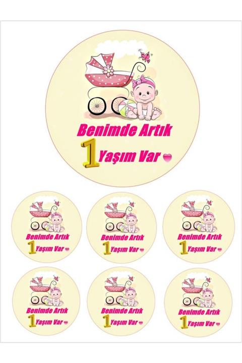 Pasta9 Yenilebilir Pasta Resmi Bir Yaş Kız Pirinç Kağıdından 6-8-10 Kişilik Pastaya Uygun 16 Cm