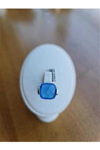 aydın lider Kare Blue Topaz 925 Ayar Gümüş Yüzük