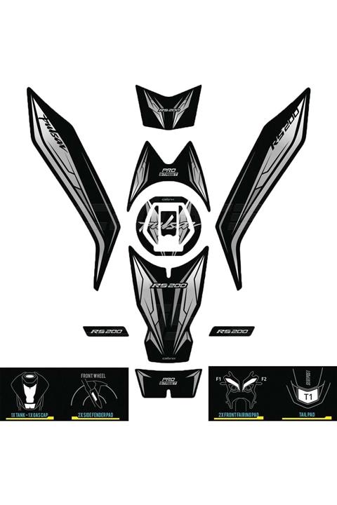 Calibrex Bajaj Pulsar Rs200 Gri Tank Pad + Far Kaşı