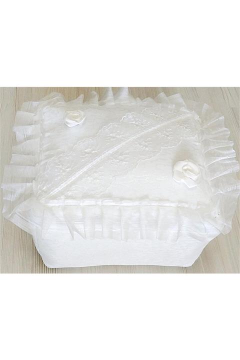 DİLEX Hurç Çeyizlik Bohça Gelin Bohçası Damat Bohçası Iğne Oyalı Ekru