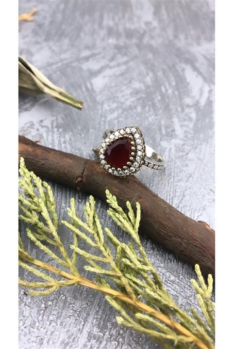 Joel Jewelry Damla Kesim Yakut Taşlı Otantik Gümüş Yüzük