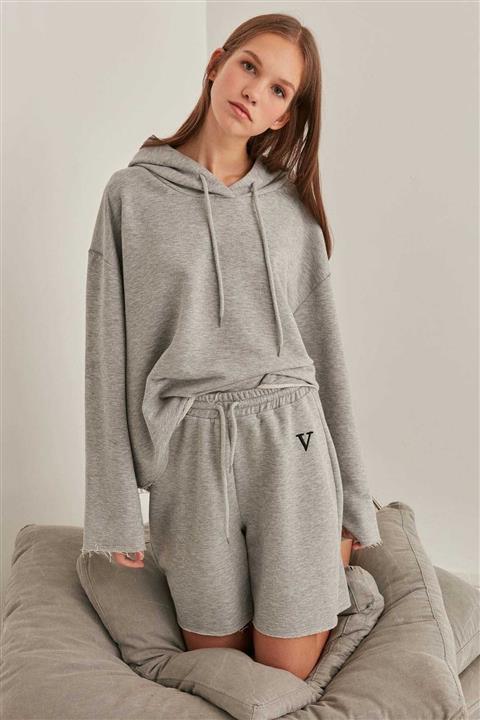 Vitrin Kadın Gri Belden Lastikli Bağcıklı Şort