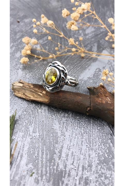 Joel Jewelry Sitrin Taşlı Oksitli Otantik Gümüş Yüzük