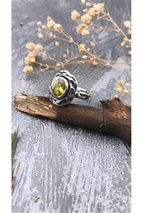 Joel Jewelry Sitrin Taşlı Oksitli Otantik Gümüş Yüzük