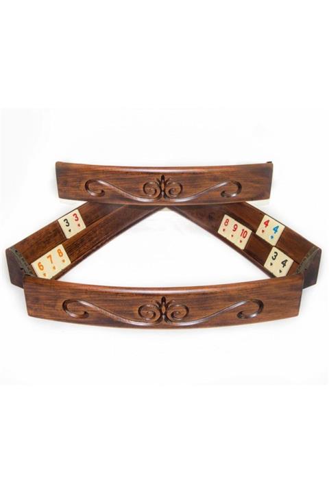 Helena Wood Art Elliptic Oval El Yapımı Masif Ahşap Oyma Okey Tk