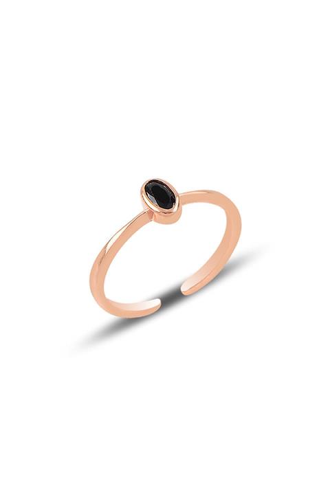 Söğütlü Silver Gümüş Rose Onix Taşlı Yüzük