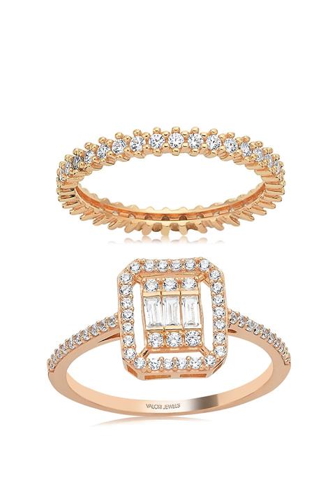Valori Jewels 0.30 Karat Baget Yüzük, 0.60 Karat Rose Gümüş Tamtur Kombini