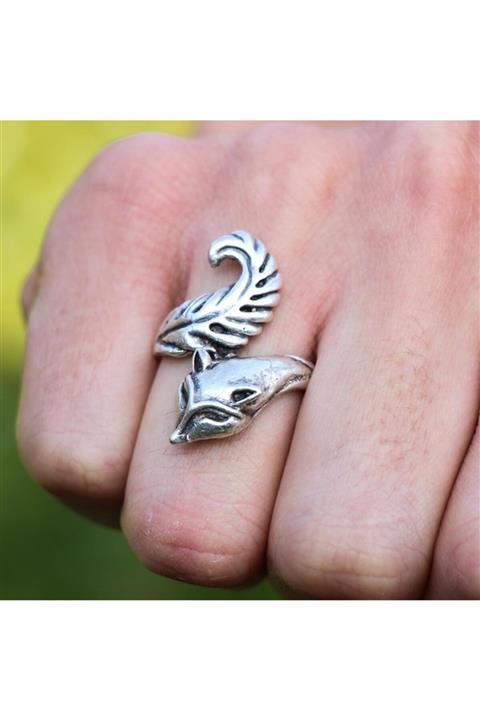 beyloc Antik Gümüş Kaplama Ayarlanabilir Tilki Model Unisex Yüzük