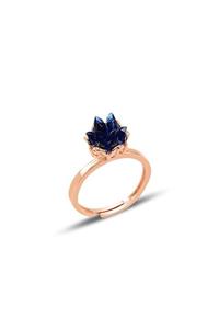 Söğütlü Silver Gümüş Lotus Çiçeği Modeli Safir Renkli Taşlı Ayarlamalı Yüzük
