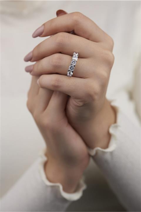 Mode Silver Kalp Detaylı Beştaş Gümüş Yüzük