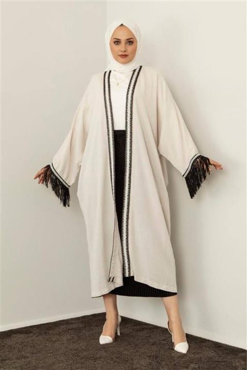 RBK Butik Işlemeli Kolu Saçaklı Kimono