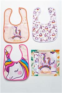 Mai Perla Unicorn Temalı Kare 3 Parça Microfiber Mama Önlüğü Kendi Kutusunda (su Geçirmez) Çıtçıtlı