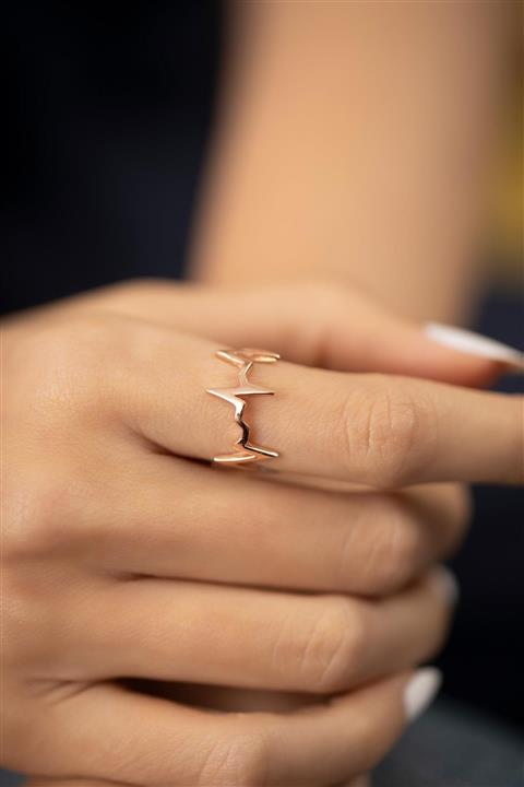 İzla Design Kadın Kalp Atışı Model Rose Kaplama Gümüş İtalyan Yüzük PKT-TLYSLVR0573