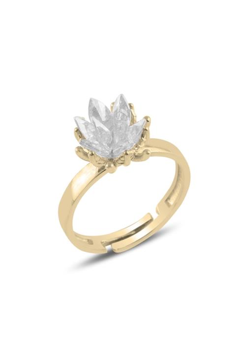 GÜMÜŞHAN Gümüş Lotus Çiçeği Zirkon Taşlı Yüzük-rose Altın Kaplama