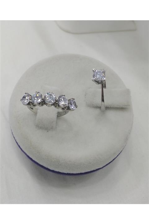 Kehribar gümüş Gümüş Beştaş Ve Tek Taş Yüzük