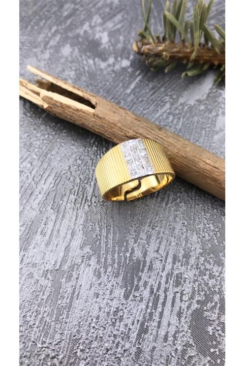 Joel Jewelry Baget Kesim Altın Kaplamalı Zirkon Taşlı Ayarlanabilir Gümüş Yüzük