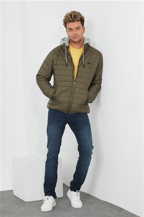 Wise Erkek Haki Kapüşonlu Şişme Mont