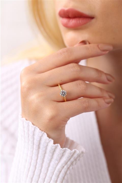 MySilvers Gümüş Pırlanta Modeli Tektaş Yüzük