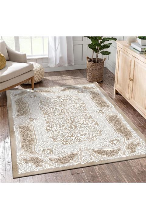 Sermod 10273-modern Uzun Göbekli Kaymaz Süngerli Halı Örtüsü