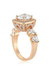 Valori Jewels 2 Karat Zirkon Taşlı, Kubbe Tasarım, Rose Gümüş Tektaş Yüzük