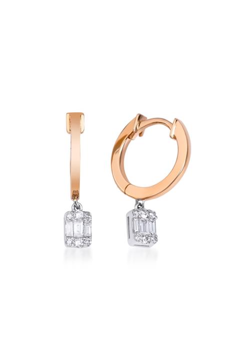 Kirkor Kevork Kara Pırlanta Baget Küpe 0.21 Karat G Vs 2.20 Gram 14 Ayar