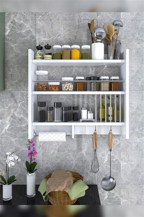Ankaflex Duvara Monte Tezgah Üstü Baharatlık 55x60 cm Mutfak Rafı
