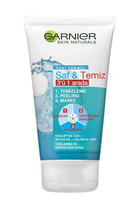 Garnier Saf & Temiz 3'ü 1 Arada Maske Yağlanma Ve Pürüzlere Karşı Beyaz Kil+silisilik Asit 150ml
