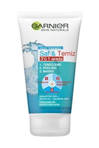 Garnier Saf & Temiz 3'ü 1 Arada Maske Yağlanma Ve Pürüzlere Karşı Beyaz Kil+silisilik Asit 150ml