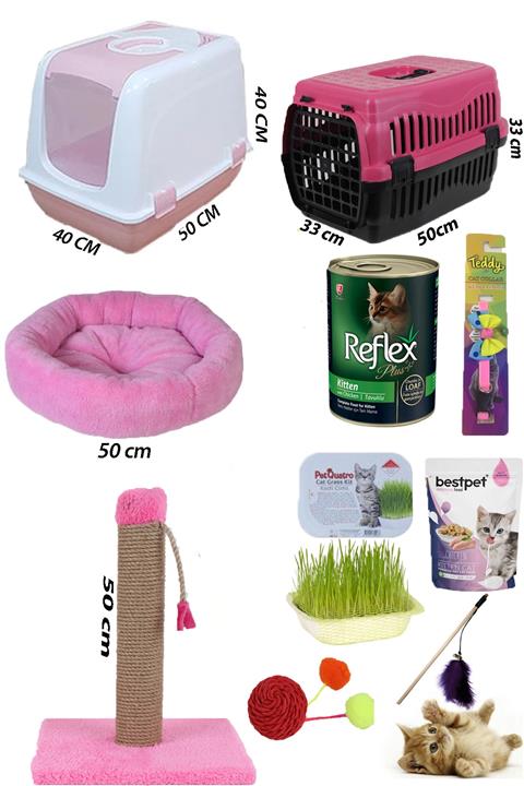 Pet Style Pembe Kedi Tuvalet İhtiyaç Seti 10'lu Paket