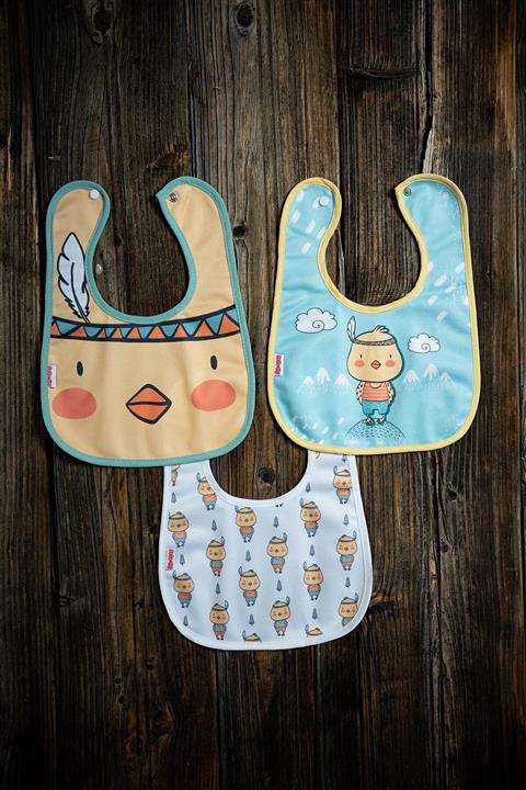 Mai Perla Civciv Temalı  Pamuku Microfiber Unisex Bebek Mama Önlüğü