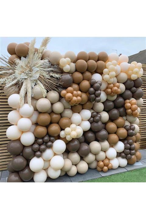 eğlencemarketi Kahverengi Karamel Ten Ve Somon Balon Zinciri 100 Adet