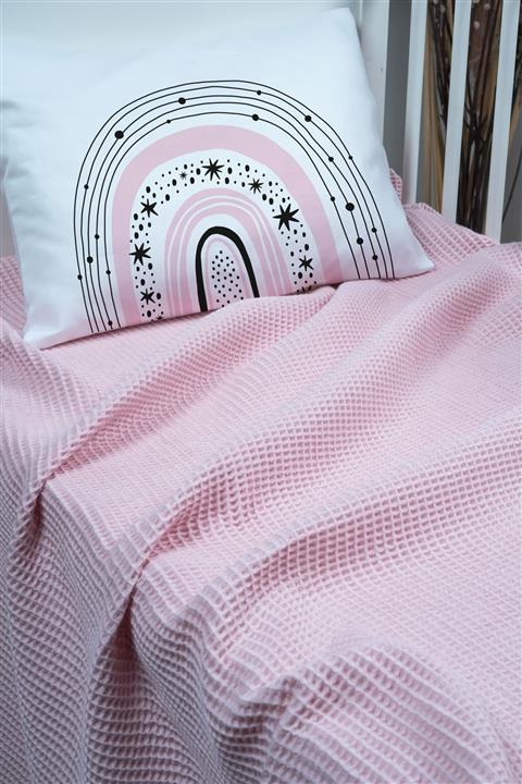 Tuğba Kuğu Bebek Boy Pike Örtü Seti - (100X150 35X45) - Policolor - Bow/toz Pembe