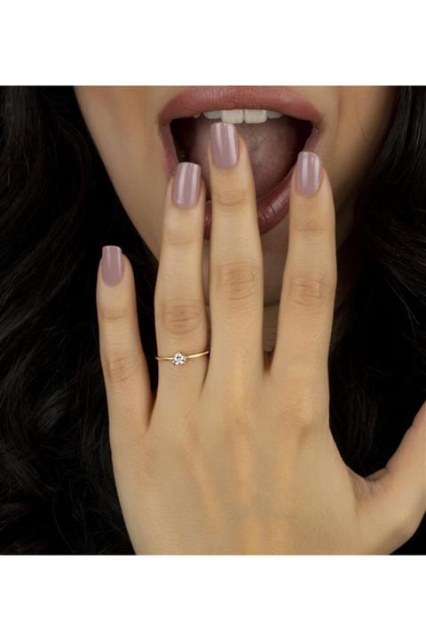 Else Kalp Tek Taşlı Mini Gümüş Yüzük