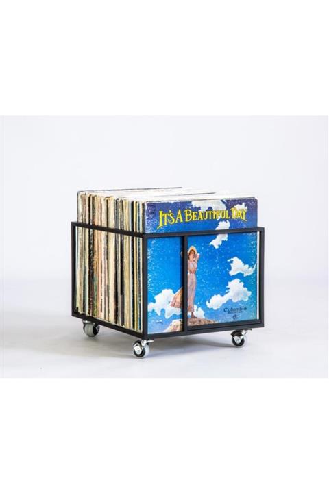 Abronya Metal Kitaplık Tekerlekli Dergilik Gazetelik Dekoratif Plaklık