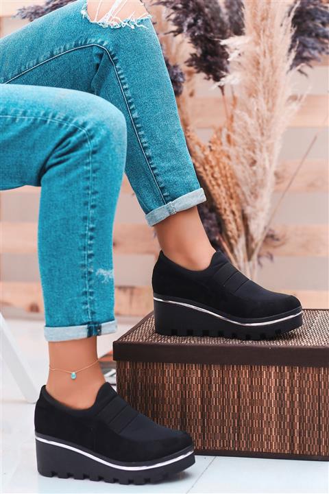otuzbesshoes Kadın Topuk Ayakkabı Siyah Süet