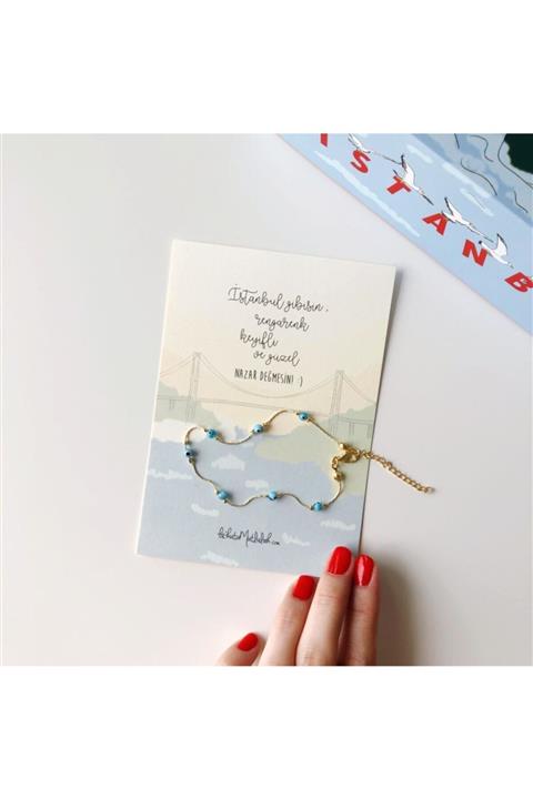 Bikutumutluluk Istanbul Nazar Boncuklu Halhal Ve Istanbul Gibisin Motto Kartı