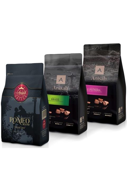 Anisah Coffee Anisah 3x250 Gr Öğütülmüş Filtre Kahve Seti Romeo - Brasil - Colombia