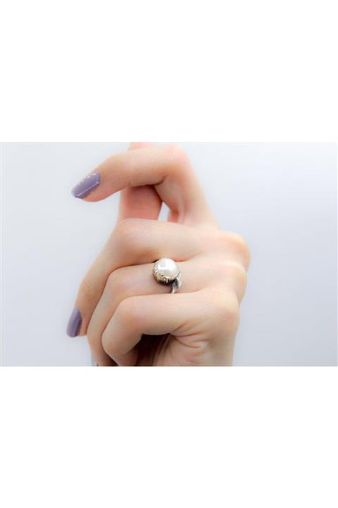 JIRO JEWELRY 925 Gümüş Yüzük, Doğal Inci Taşlı, Yüzük, Sevgililer Hediyesi, El Yapımı Gümüş Yüzük, Us0108