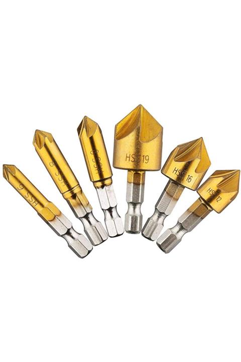 Jewval Matkap Ucu Takımı Havşa Pah Hex Hss 1/4 6-19mm Uç Uçları Ahşap 6 Adet Elektrikli Tornavida Matkap Uç