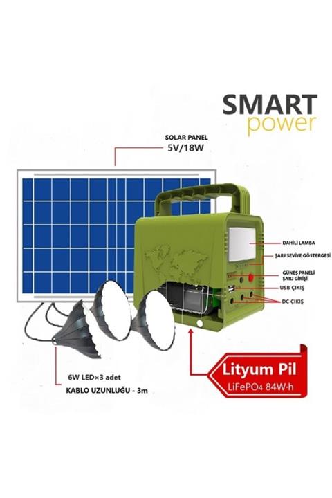 Smart Power Lityum Akülü Solar Aydınlatma Seti