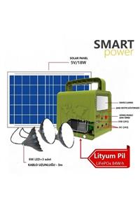 Smart Power Lityum Akülü Solar Aydınlatma Seti