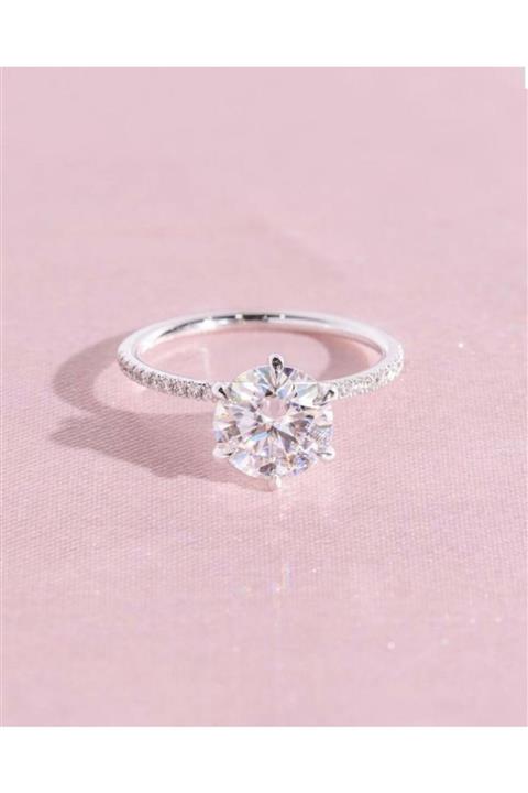 ALYANSCOLLECTION Round Cut Zirkon Gümüş Tektaş