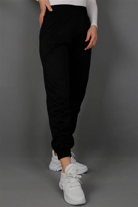 İmajButik Paça Lastikli Iki Iplik Eşofman Alt-siyah