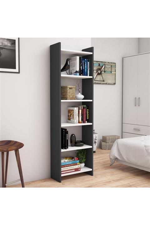 Bimossa W6030 Gülçiçek Kitaplık Antrasit/beyaz