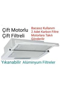 White Daisy Bacasız Borusuz Çift Motorlu Çift Filtre Led Aydınlatmalı 2 Yıl Garantili Ankastre Mutfak Aspiratörü